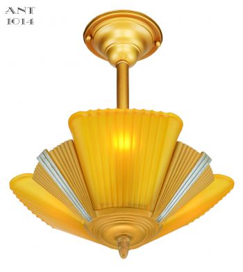 Art Deco Slip Shade Streamline Chandelier--Circa 1935 (ANT-1014)