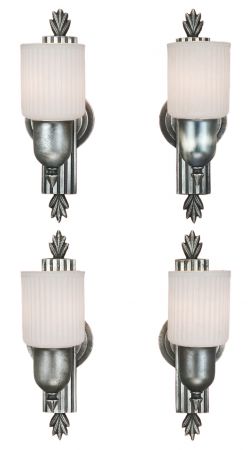 Great Set of Four Antique Streamline Art Deco Sconces c1938 (ANT-1117)