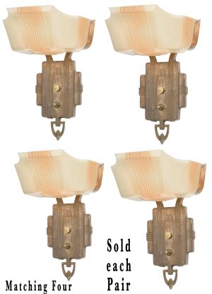 Pair of Art Deco Wide-Slip-Shade Sconces (ANT-1386)