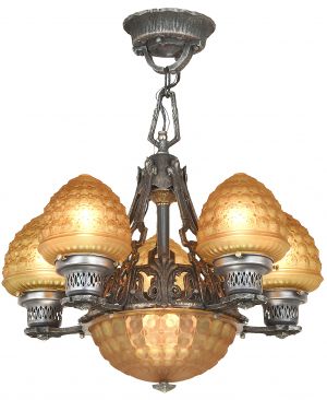 Antique Art Deco 6-Shade Chandelier (ANT-1391)