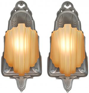 Collectable Pair of Art Deco Slip Shade Sconces by Globe (ANT-1405)