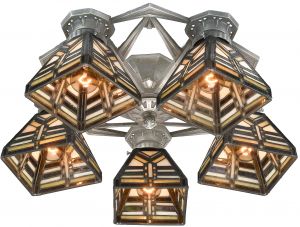 Art Deco Five Leaded Shade Chandelier ca. 1910-30 (ANT-1409)