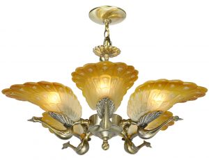 Striking Peacock 5-Arm Chandelier (ANT-1414)