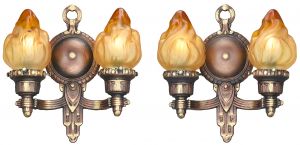 Striking Pair of Double-Arm Art Deco Wall Sconces Circa 1920 (ANT-1415)