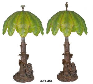 Pair of Artful monkey table lamps (ANT-384)