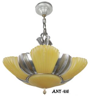 Antique Art Deco Mid-West Mnf "Chesterton Series" 6 Light chandelier with original shades (ANT-416)