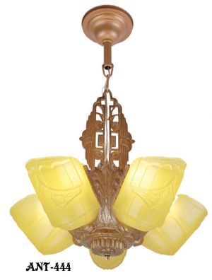 Art Deco Slip Shade 5 Light Chandelier (ANT-444)