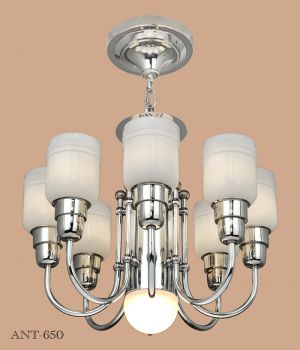 Streamline or MidCentury Modern Chandelier Nickel 8 Arm Ceiling Light (ANT-650)