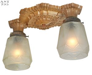 Art Deco Antique Semi Flush Mount 2 Light Close Ceiling Fixture 1930s (ANT-795)