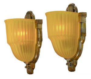 Streamline Deco Antique Wall Sconces Pair Slip Shade Lights by Markel (ANT-903)