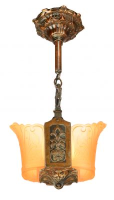 Art Deco Bronze Finish 2 Shade Pendant (ANT-924)