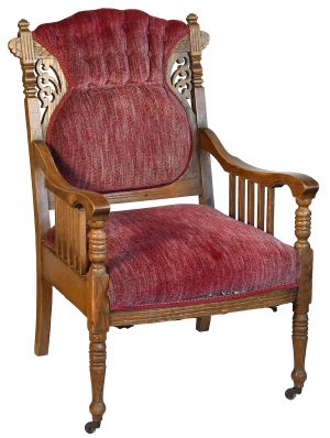 Victorian Red Tufted Upholstered Chair (ANT-SF121)