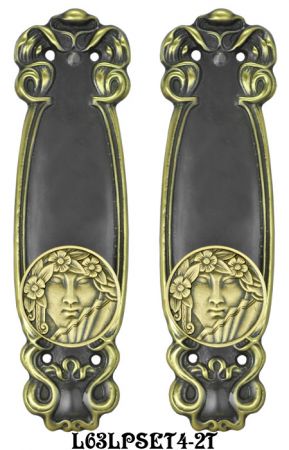 Art Nouveau Passage Door Plate Set (L63LPSET4)