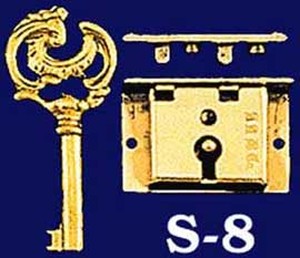 Small Brass Box Lock & Key - 1 1/2